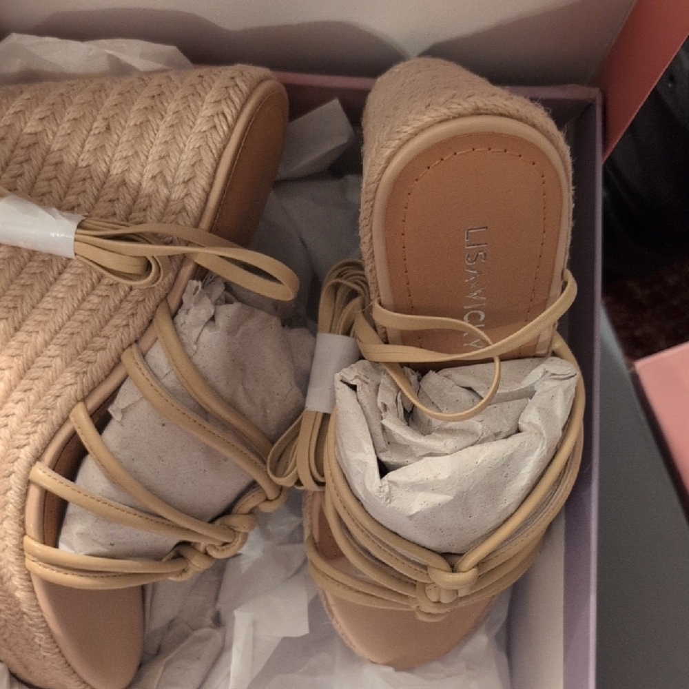 Lisa Nicole Tan Espadrille Wedge Sandals